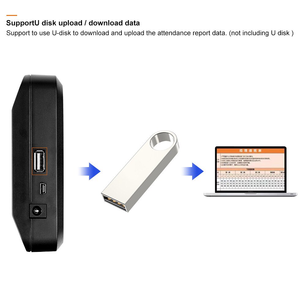 2.4inch USB Biometric RFID Fingerprint Attendance Time Clock Recorder Employee Electronic Card Reader Machine A6