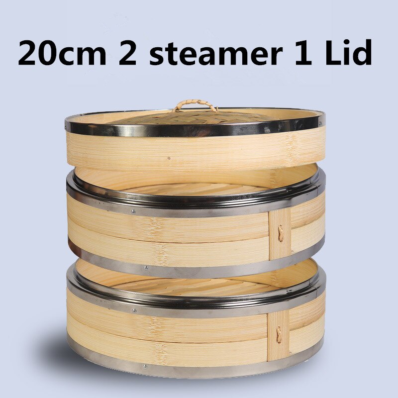 Jedna dwie trzy klatki z pokrywą gotowanie bambusowe naczynie parowe ryby ryż przekąska zestaw koszy kuchnia narzędzia kuchenne pierogarnia parowiec garnek parowy: 20cm 2 steamer 1 lid