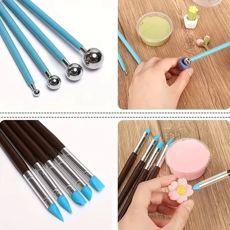 Alle gereedschappen voor keramiek, polymeerklei, boetseren, modelleren, kunstsculptuur, pottenbakken, gereedschapset, stippelmes, vormmes, snijder, klei