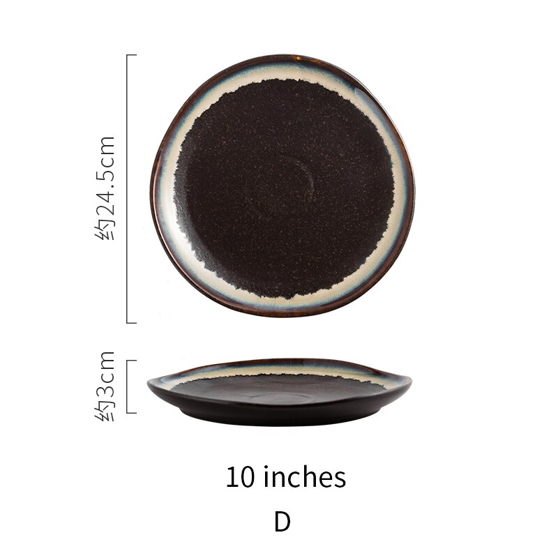RHE Irregular edges Ceramic plate set Restaurant kitchen home dinner Steak Salad Dim Sum Plate Party porcelain plate: D-10 inches