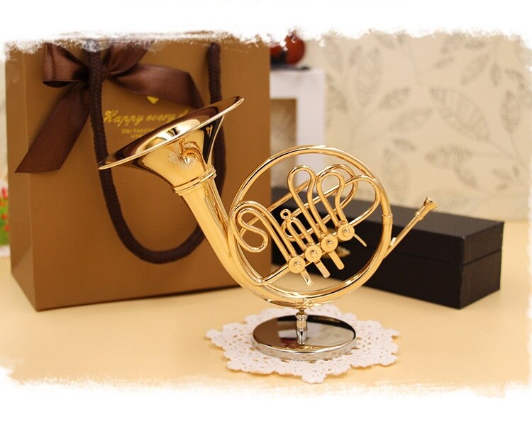 Mini Franse Hoorn Model Muziekinstrument Miniatuur Bureau Decor Display Muziekinstrument Kerstcadeau