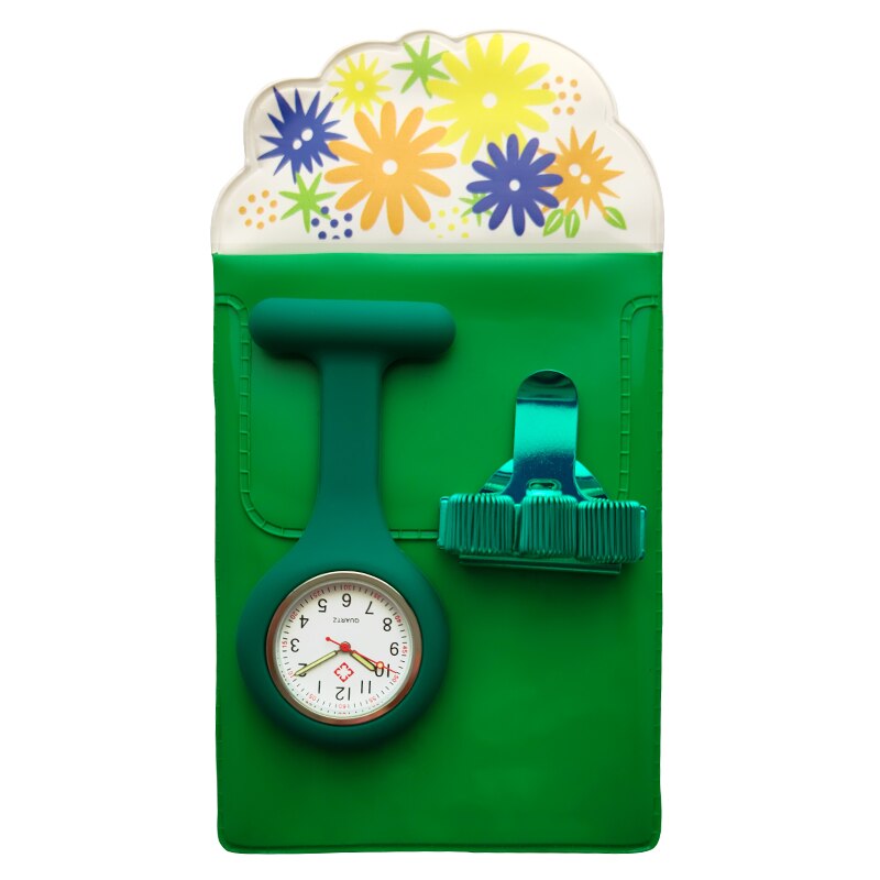 Orologio in Silicone infermiera Fob orologio regalo per allattamento clip per penna al quarzo 4 colori portapenne medici infermiere borsa per penna dedicata pratico Unisex: green