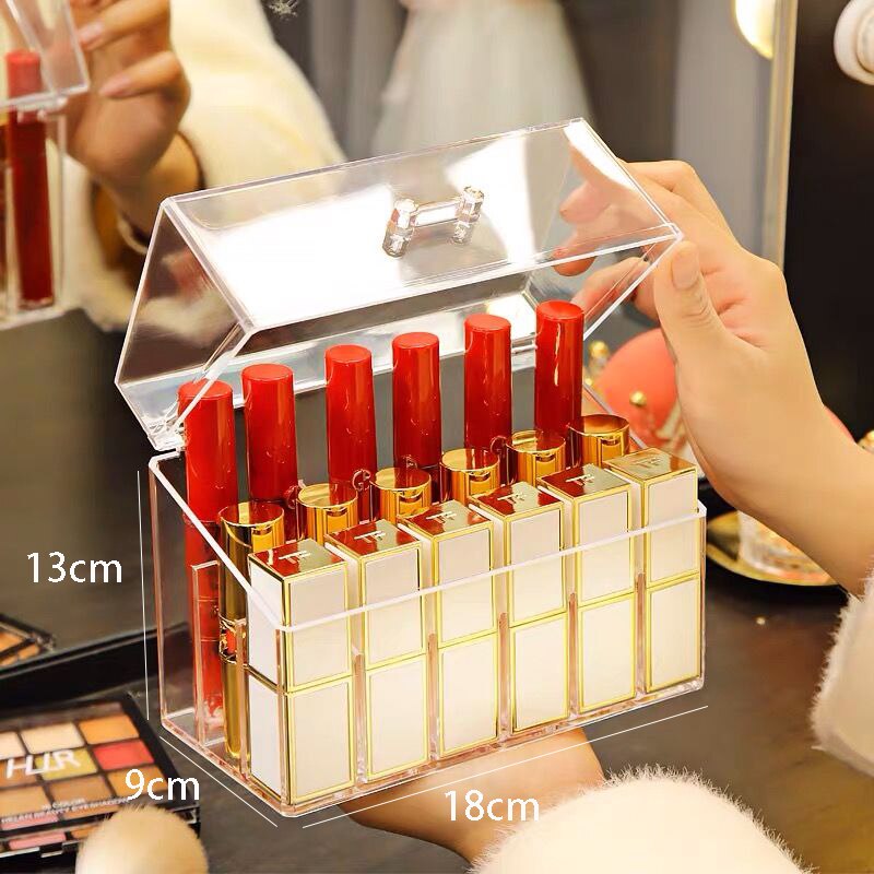 Makeup Organizer Storage Box with Lid Perfume Lipstick Display Shelf Acrylic Carrying Container Cosmetic Case High Capacity: ST-114 D