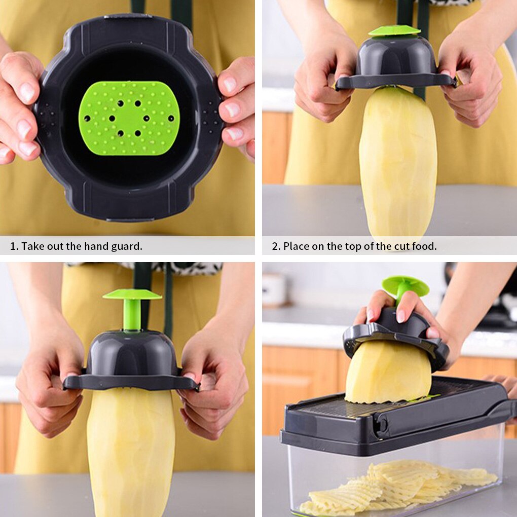 Cortador de verduras multifuncional 8 en 1, rallador de zanahorias y patatas, accesorios de cocina, utensilios de cocina, Kit de Cuchillas de acero