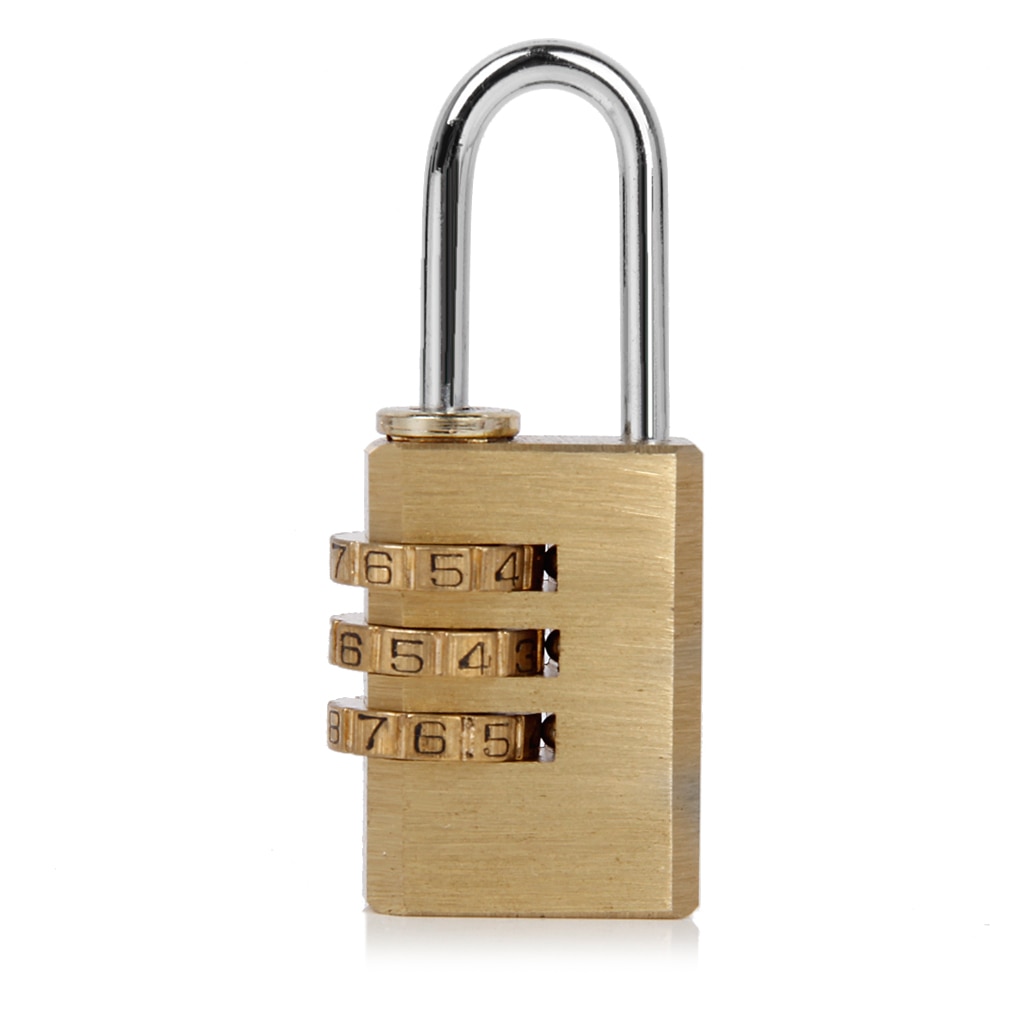 Brass 3 Dial Combination Pad Lock Suitcase Luggage Laptop Case Bag Resettable Padlock
