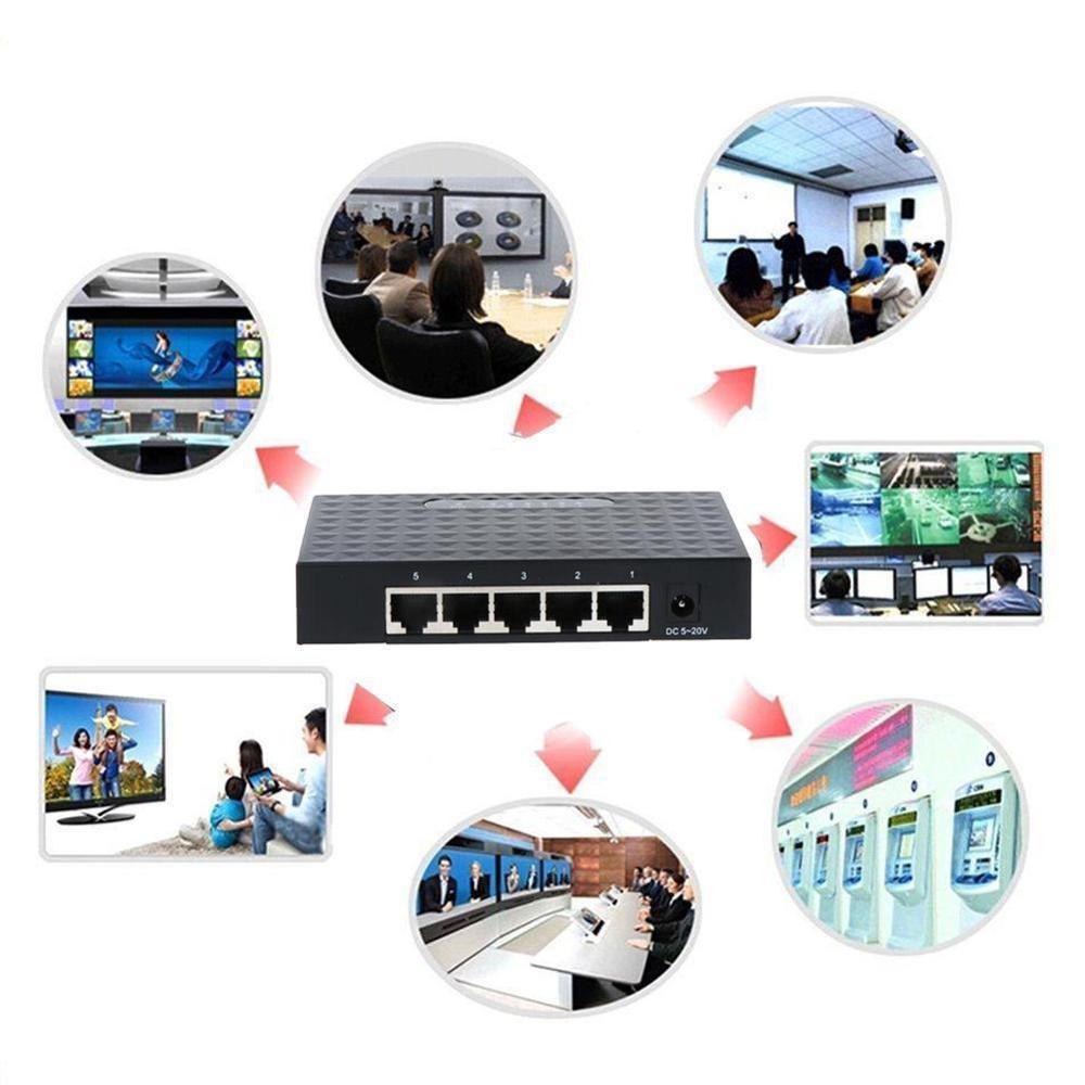 5 Port 10/100/1000Mbps Network Switcher Hub Fast Ethernet RJ45 Gigabit Switch Splitter Travel Lan Switch Hub for PC Desktop