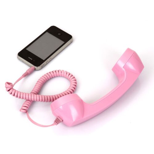 til mobil 3.5mm mikrofon retro telefon mobiltelefon håndsett mottaker strålingssikker: Rosa