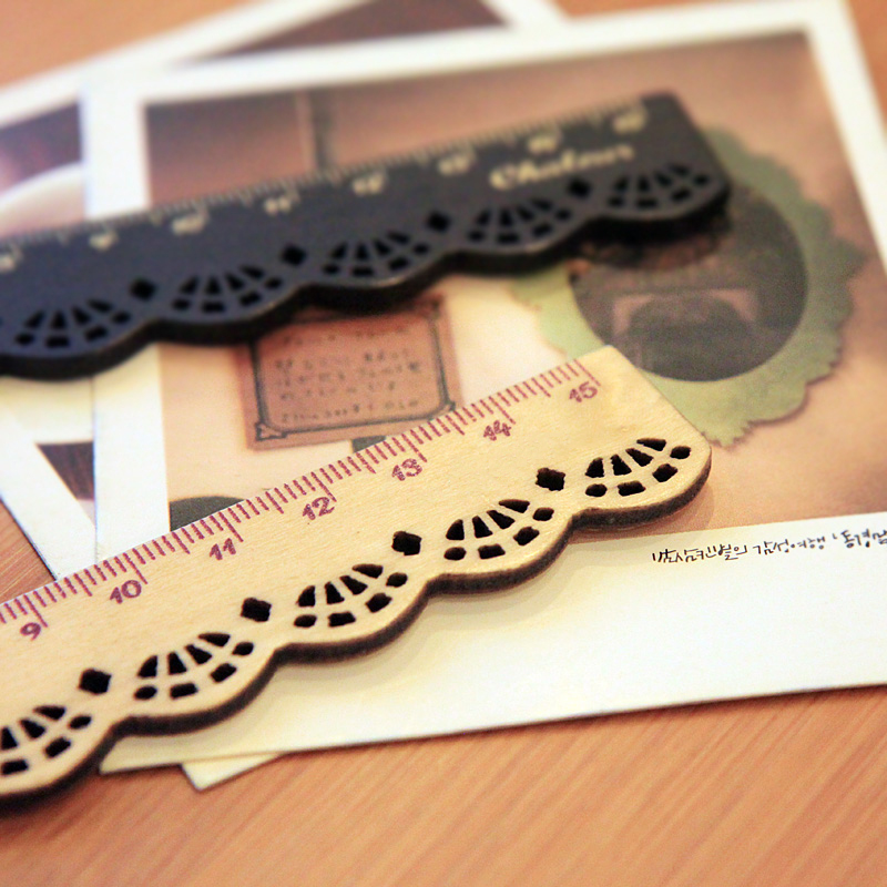 1 pièces corée Kawaii mignon papeterie dentelle bois règle à coudre règles école enfants papeterie essentiel récompense
