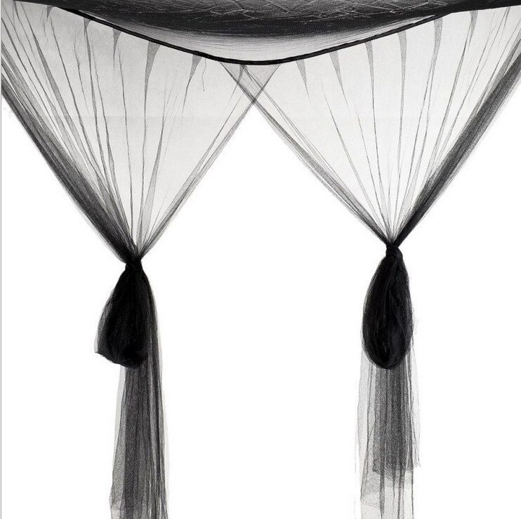 Black Four Door Square Mosquito Net Polyester / Cotton Universal Insecticide Treated,folded Quadrate a General-purpose