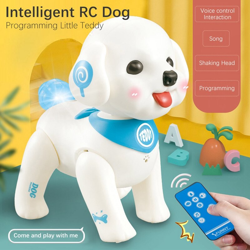 Leneng K19 RC Robot Teddy Puppy Robotic Dog Voice Control Intelligent Program Sing Shake Head Interactive Pet RC Dog Toy