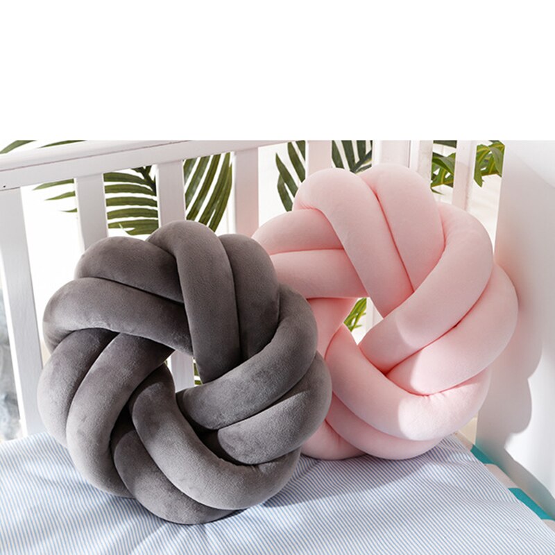 Almohada con nudos para decoración del hogar, cojín trasero hecho a mano de 30CM, suave, de felpa, para sofá y cama