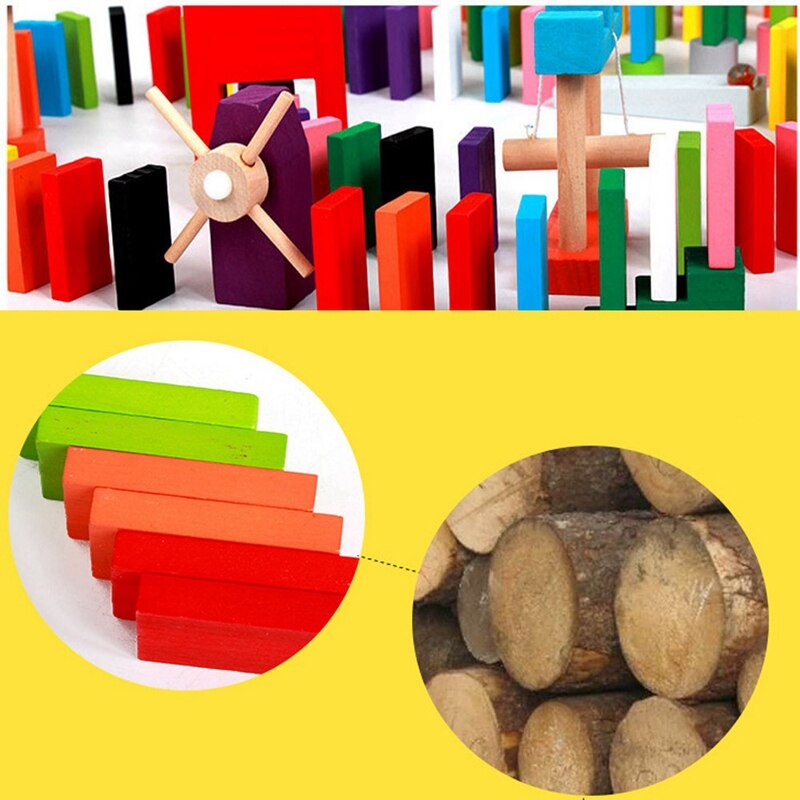 Juego de bloques de dominó de colores para niños, juguetes educativos, juego de dominó de madera,
