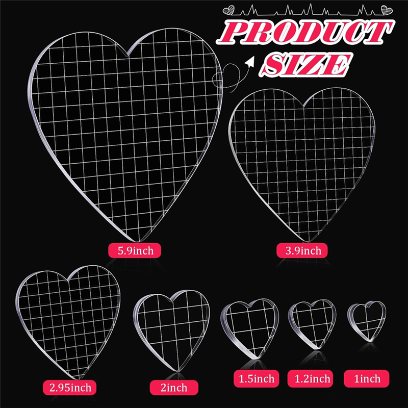 A69E7 Pieces Acrylic Stamp Blocks Set Clear Stamping Blocks Tools With Grid, Decorative Stamp Blocks