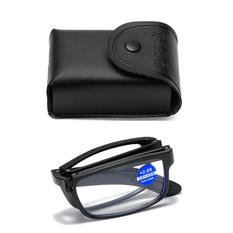 Gafas de lectura plegables con caja para hombre y mujer, lentes de lectura antiluz azul, portátiles, TR90, Farsight, dioptrías + 1,0 + 1,5 a + 4,0: Transparente / +250