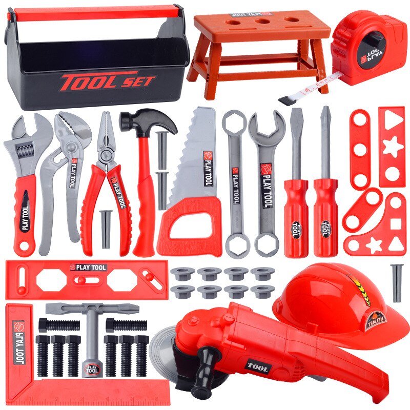 Coffret d&#39;outils de réparation pour enfants, maison de jeu, jouet, perceuse électrique, scie à écrou, outil de Simulation, Puzzle pour garçon: 47PCS Angle Grinder