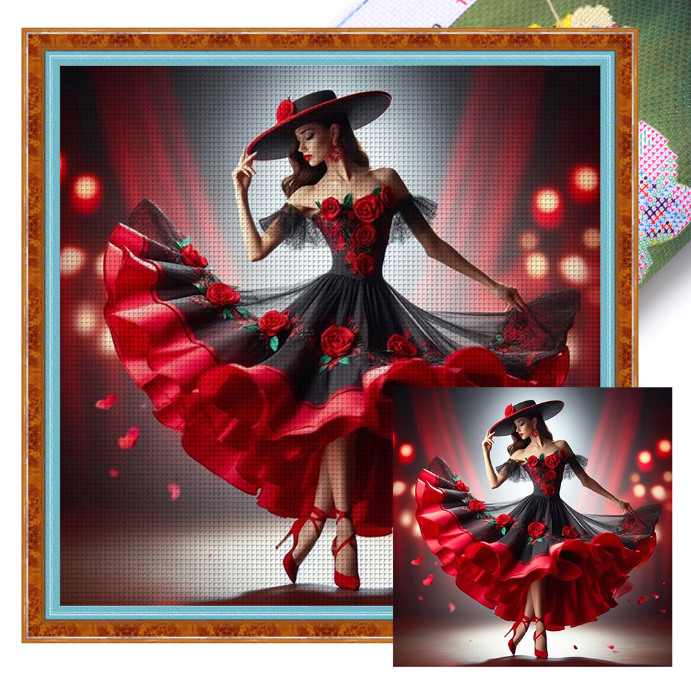 Täysi kirjonta ekopuuvillalanka 11ct painettu tyttöjen ristipistopakkaus taidetta: Sininen