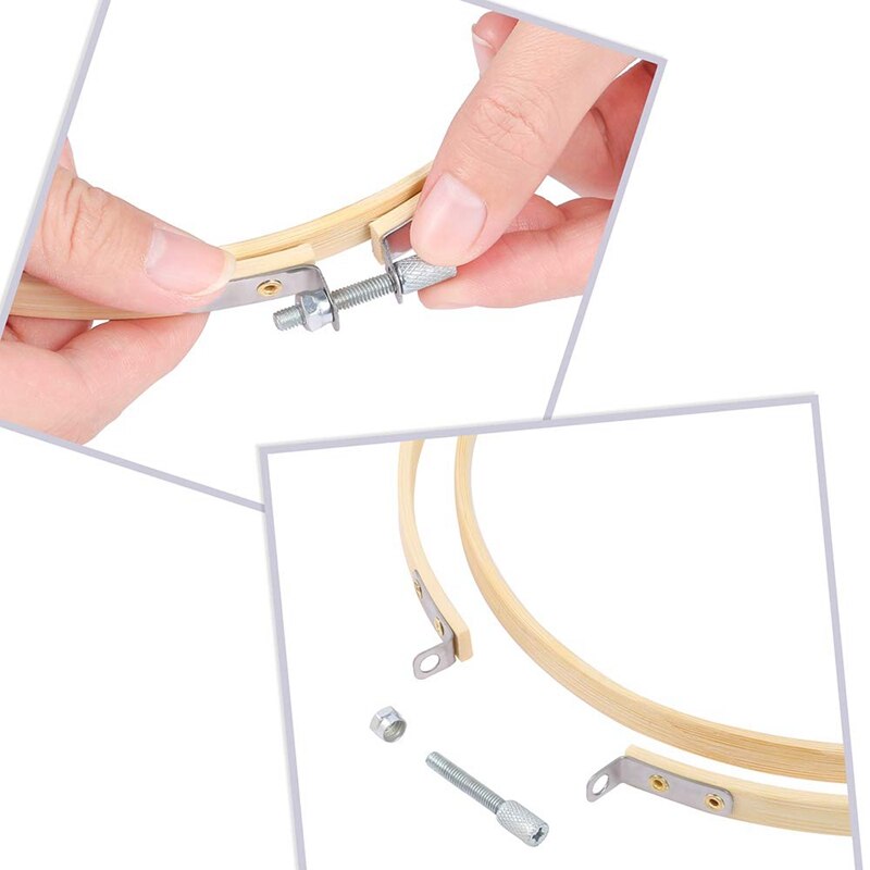 12 Pieces 12 Inch Embroidery Hoops Wooden Round Adjustable Bamboo Circle Cross Stitch Hoop Ring Bulk for Art Craft Handy Sewing