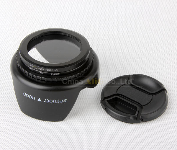 4In1 Accessoires Camera Lens Adapter Voor Canon SX520 SX70 SX60 SX50 HS tot 67mm + Lensdop + Zonnekap + 67mm UV Filter FA-DC67A