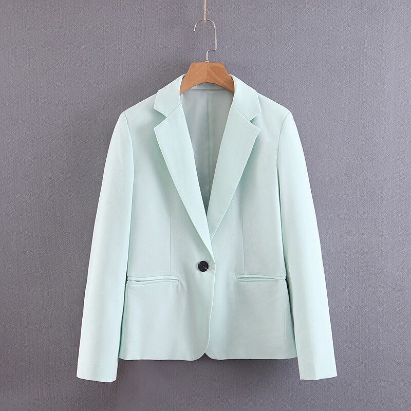 Office Lady Lichtgroen Pak Vrouwen Tweedelige Set Notched Kraag Single Button Blazer Jassen Vrouwen Pak Broek Vrouwen Pakken set: jacket / L