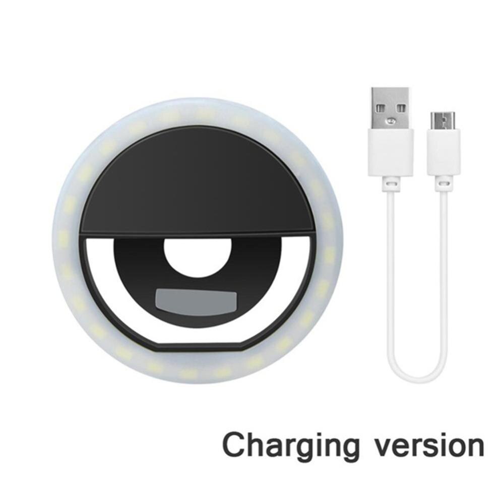 Usb Charge Led Selfie Ring Licht 3000-5000K Voor Iphone Aanvullende Verlichting Selfie Enhancing Vullen Licht Voor Telefoons: Black