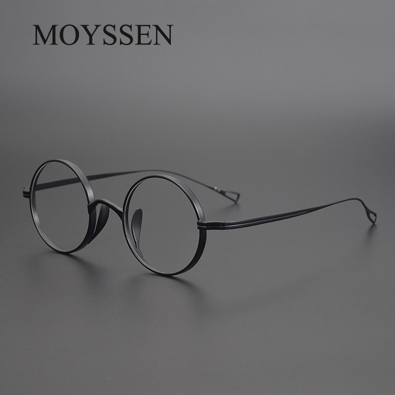 Japan Handgemaakte Pure Titanium Mannen Retro Ronde Frame Bril Hoge Graden Optische Brillenglazen Vrouwen Bijziendheid Brillen