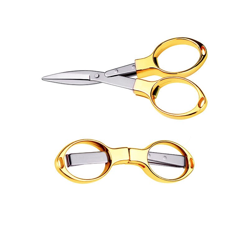 Durable Stainless Steel Foldable Sissors Portable Handmade Crafts Scissors Stationery Folding Scissors DIY SewingTool Home Tools: Gold