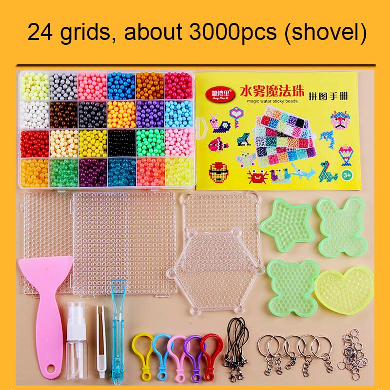 DIY Water Mist Magic Beads Toys For Children Animal Molds Hand Making Puzzle Kids Educational Toys Spell Replenish Beans: 3000pcs (no box)