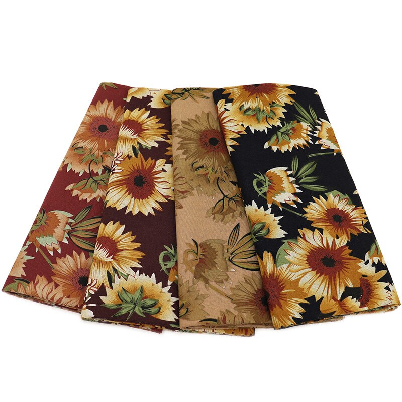 Bomuld linned stof solsikke håndlavet taske gardin pude trykt tøj nederdel duge bukser frakke håndværk materiale tissu