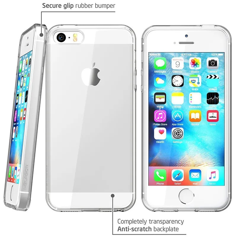 Fodral till iphone  se 5s 5 tpu silikon hållbart klart transparent mjukt fodral till apple iphone  se 5s 5 skyddande bakstycke