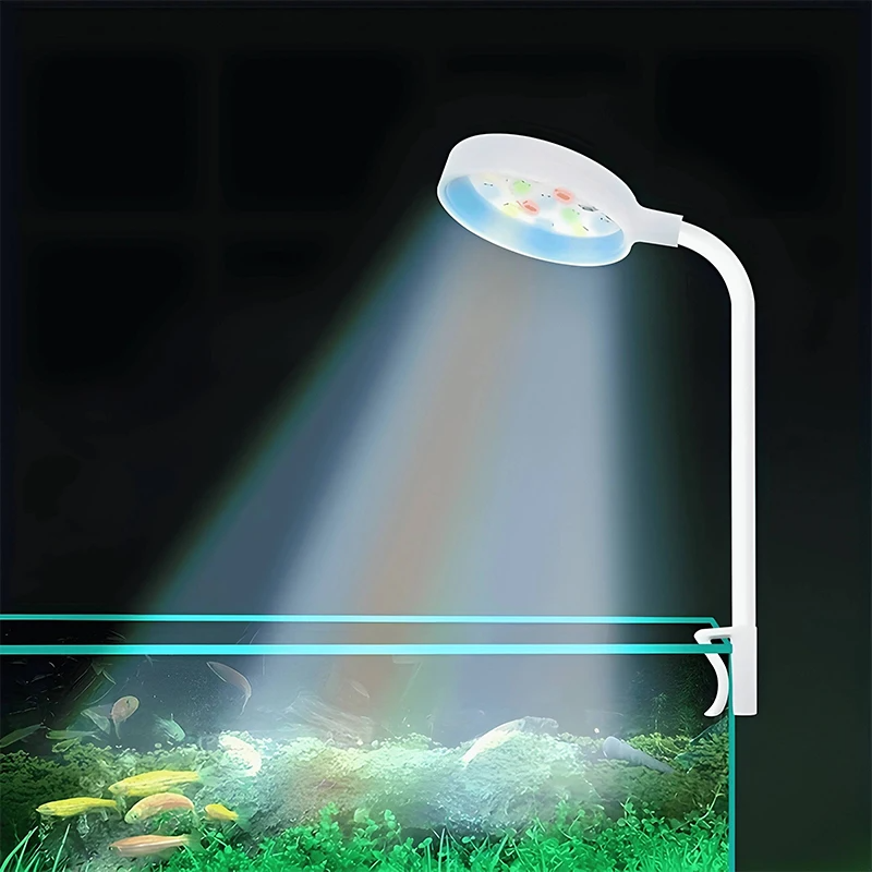Aquariumlicht met adapter LED-clip op aquariumlicht, klein USB-licht met volledig spectrum 360 ° Rotatieverlichting