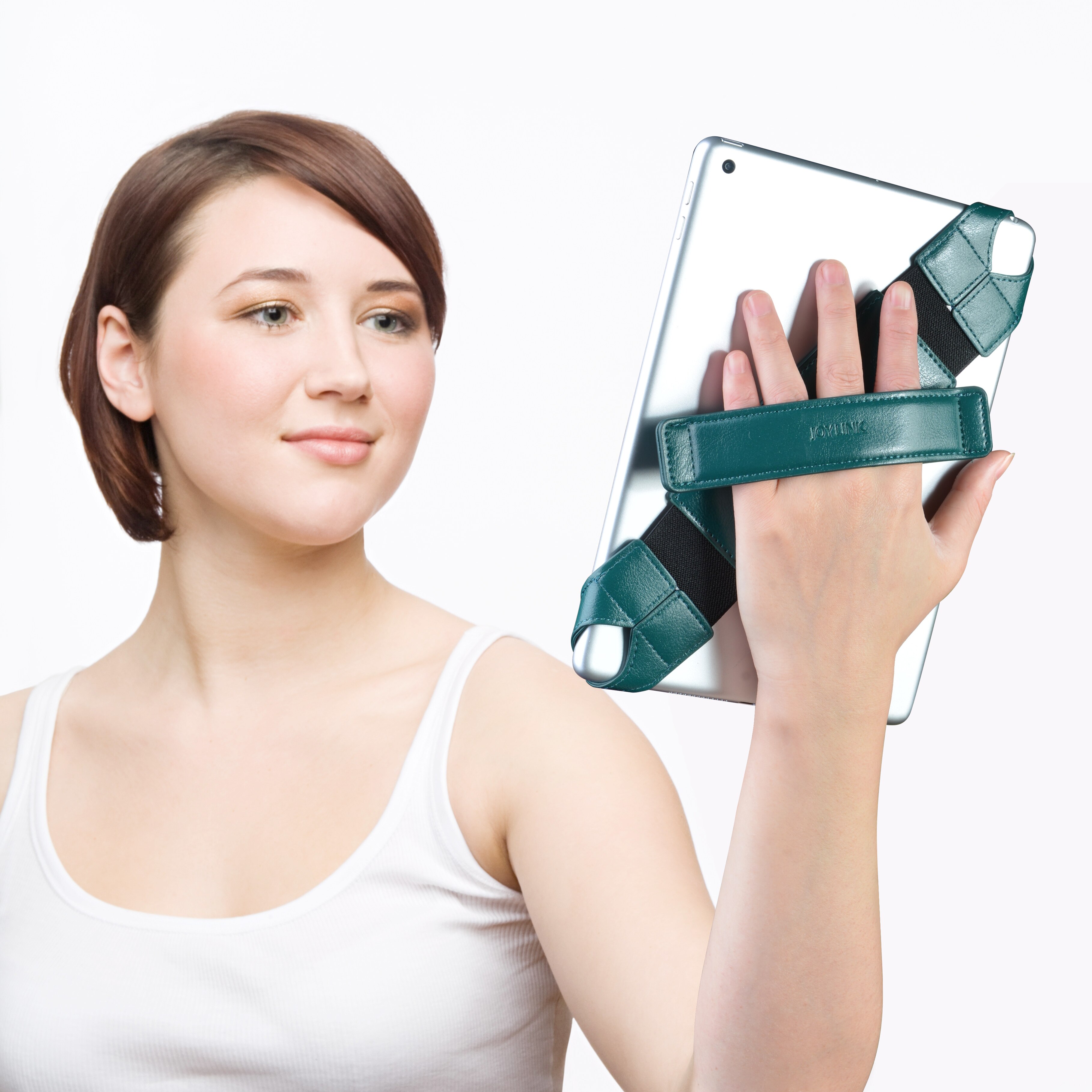 Tablet Hand Holder for iPad 9.7~10.5 inch Joylink 360 Degrees Swivel Generic Leather Handle Grip with Elastic Belt