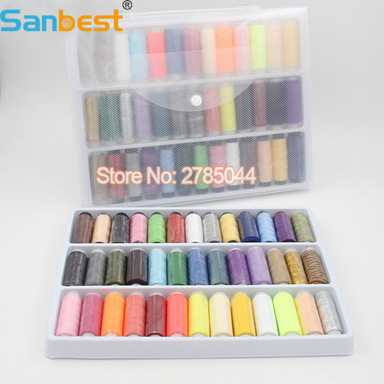 Sanbest 39pcs 200 Yards/ Spool Mixed Colors Polyester Sewing Thread Set Cowboy Thread Handwork Crafting Overlocking DIY TH00016
