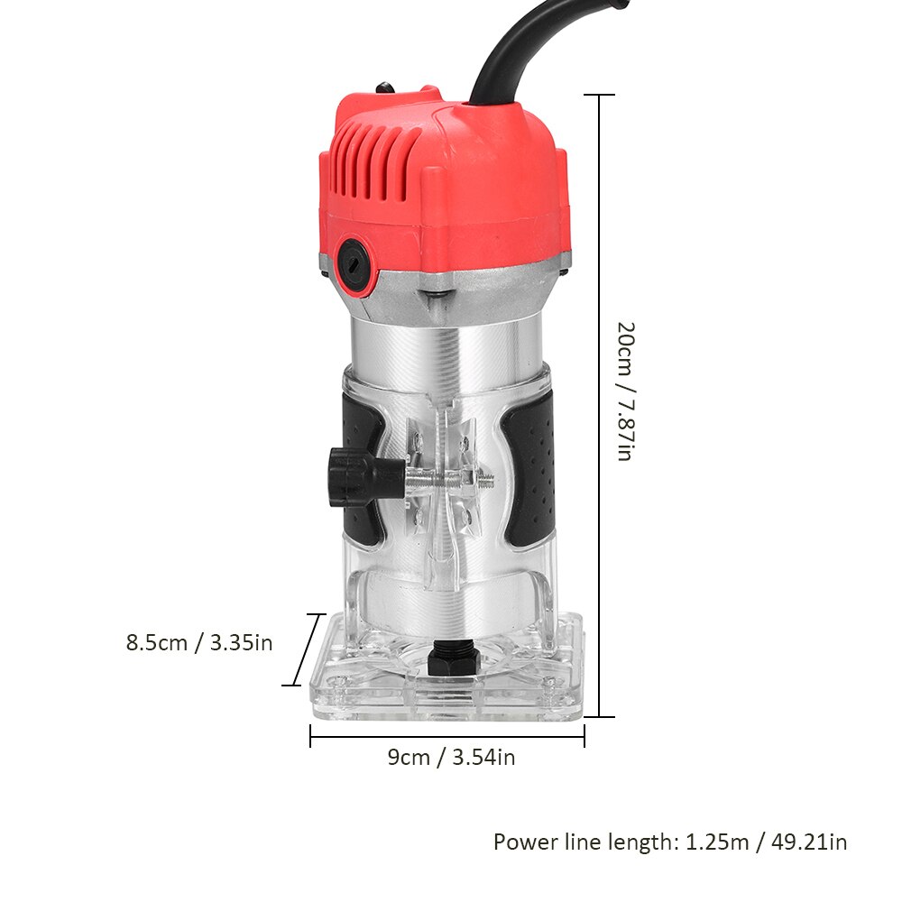 Trim Router 30000r/min Transparent Base Edge Guide Wood Laminate Electric Trimmer Compact Palm Router Corded for Woodworking