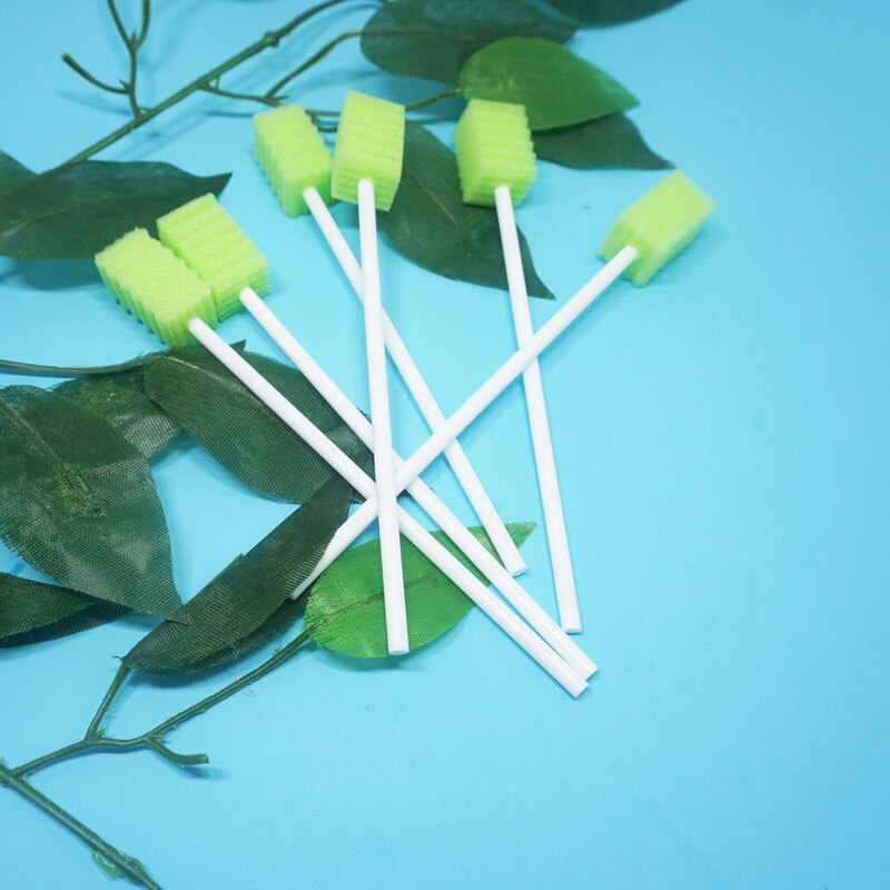 MUNKCARE Disposable Swabsticks Unflavored Oral Care Swabs Mouth Swabs Oral Foam Sputum Sponge Swabs Green