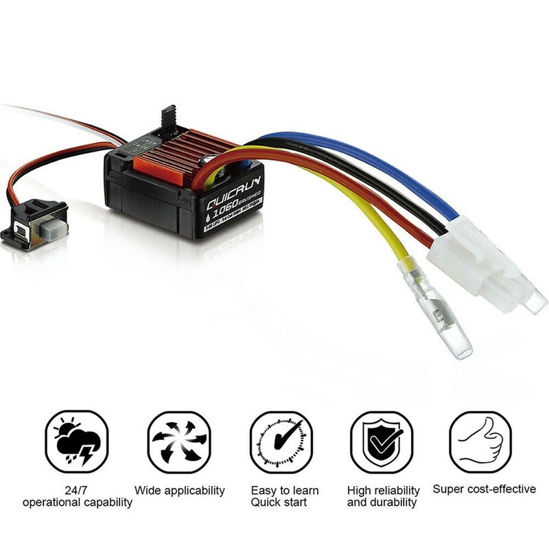Hobbywing QuicRun 1080 Waterproof Brushed 80A/60A ESC + Program Card For Crawler: 1060 60A ESC
