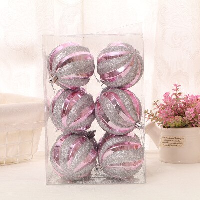 12 kpl/pakkaus 6cm joulukuusen koristeelliset pallokoristeet riipus kultaiset joulupallokoristeet joulukotiin: Vaalea pinkki / 8cm
