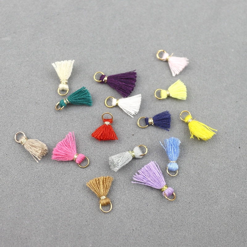 20Pcs 1 Cm Katoenen Draad Mini Kwastje Trim Hanger Diy Craft Materialen Sieraden Oorbellen Ornamenten Opknoping Ring Kleine Fringe trim