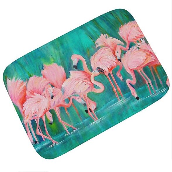 Retro vintage campingvogn velkomstdørmatte rosa flamingo paradis reise dørmatte teppe teppe tykt flanell hjemmeinnredning