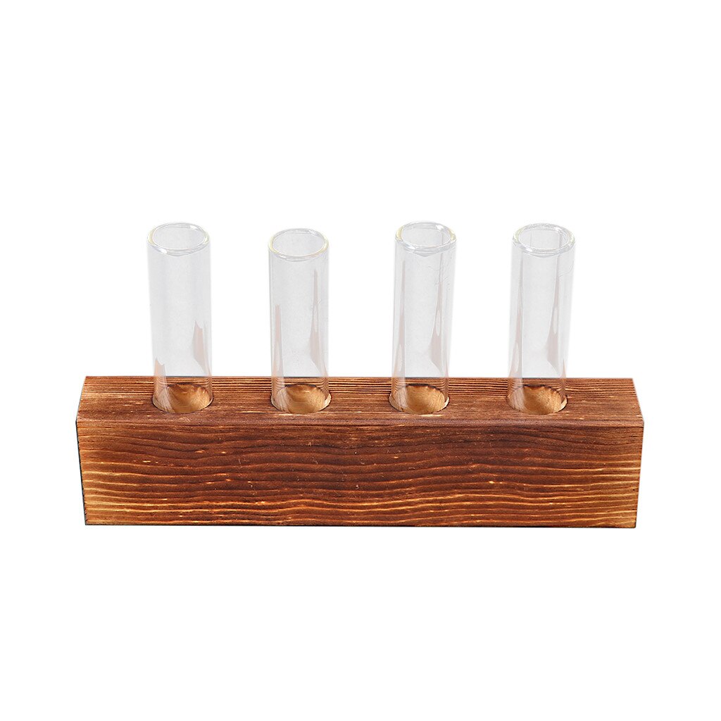 Hydrocultuur Vaas Plant Glazen buis Creatieve Hydrocultuur Plant Transparante Vaas Houten Frame Koffie Shop Room Decor Desk Decoratie: 4