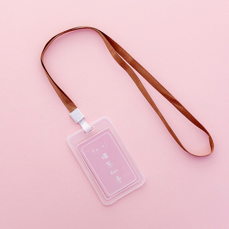 16 Styles Lovely Transparent ID Card Badge Holder Practical Kids Student Use Name ID Card Case Cover With Long Lanyard: K