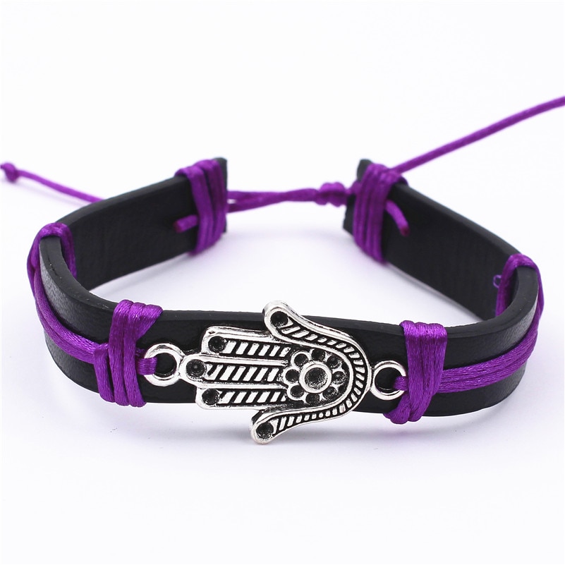 Tyrkisk hamsa symbol fatima hånd onde øje wrap armbånd kvinder mænd heldig amulet legering palm armring