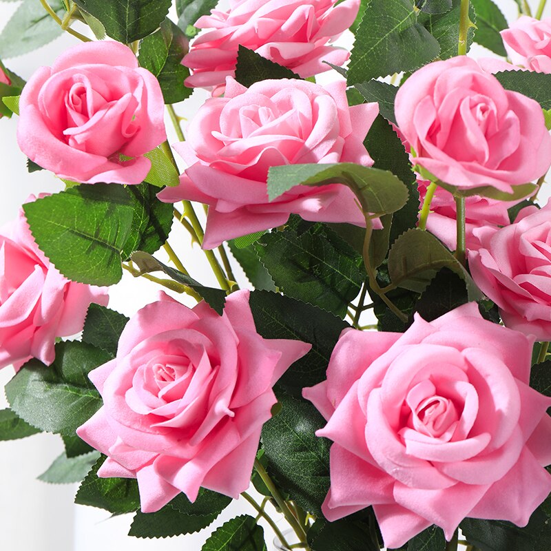 Rose kunstige blomster ikke-vævede stof stof blomst gren bryllup pink dekoration hjem elsker valentine