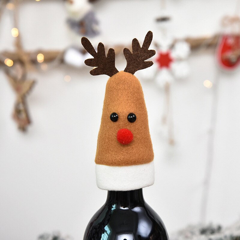 2 Housses Déco Pour Bouteille De Vin De Noël - En Forme De Petit Manteau, Avec Bouton Et Col - Pour Décoration De Table Ou Cadeau - 3