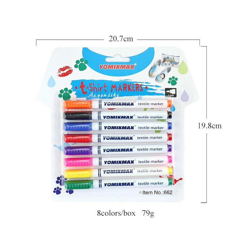 YOMIXMAX DIY Textil Gemalt Marker Stift 8/12 Farben Gekritzel Hand Malerei Pinsel T-Shirt/Kleidung/Tasche/Schuh Färbung färben Graffiti