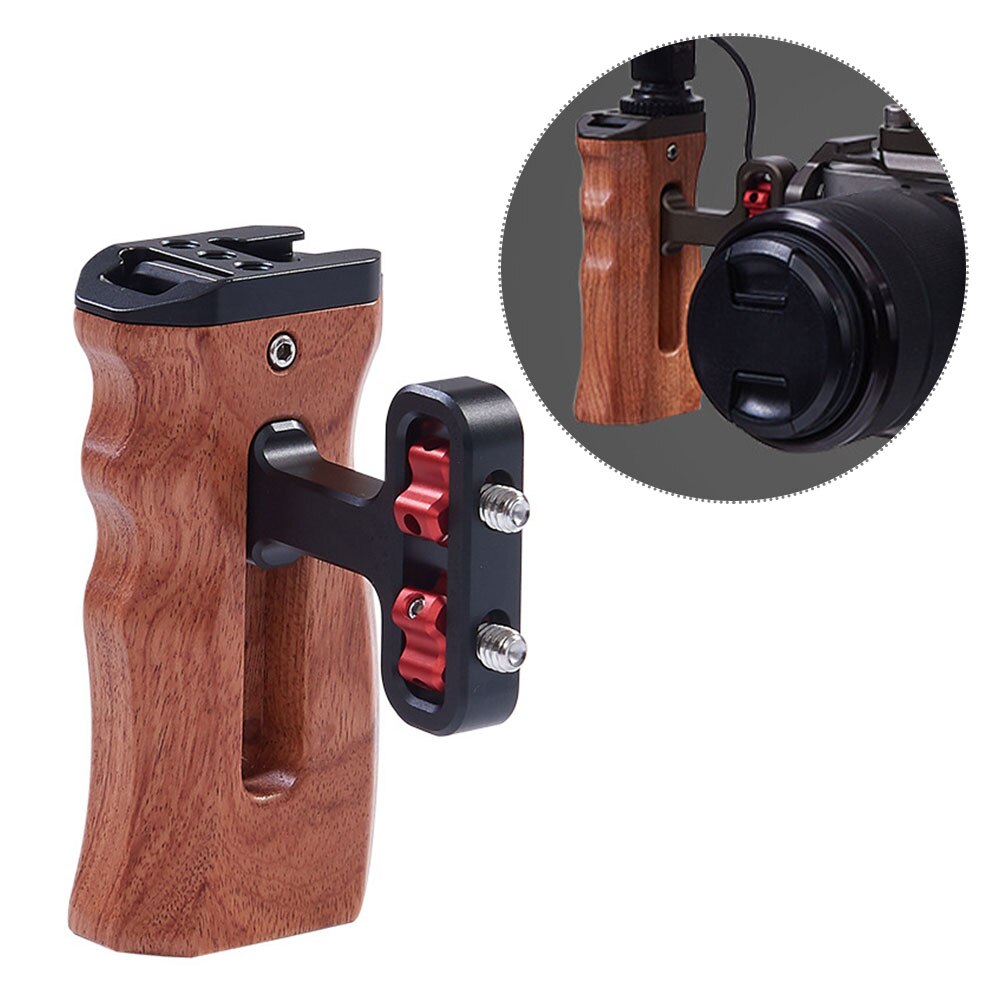 Ergonomischer seitengriff für kamerakäfige, höhenverstellbar, zubehör-blitzschuh, universelle verlängerung für dslrs mit schraubgewinde