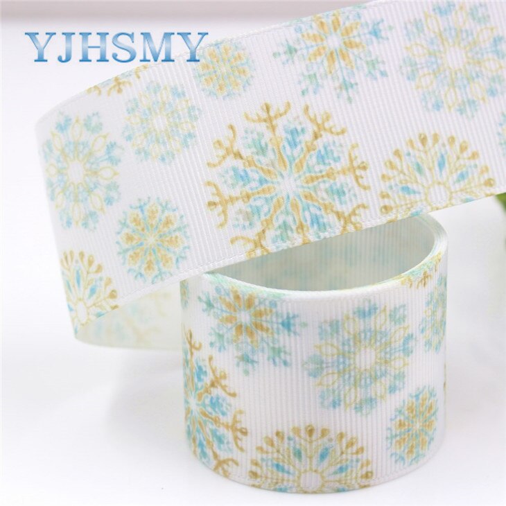 Yjhsmy g -181005-1320,38mm,5 yards vinter snöflinga band termotransfer tryckta grosgrain, plagg gör det själv handgjorda material: G -181005-1321