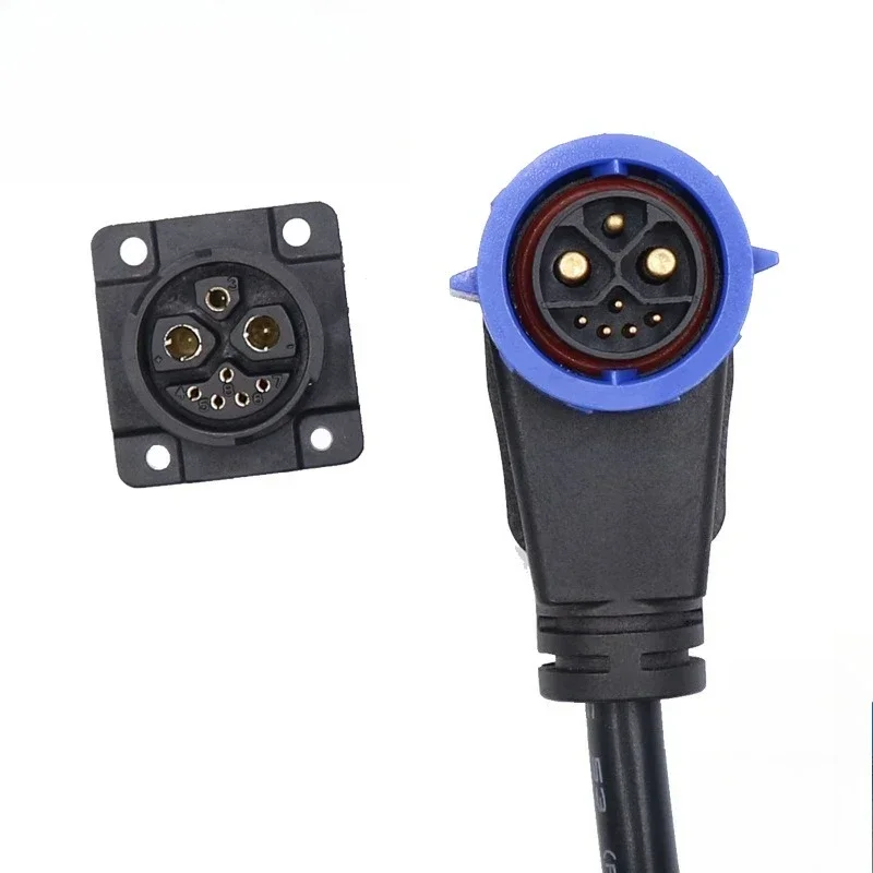 Outdoor Wasserdicht M23 2 + 1 + 5 Selbstsichernde Lade Stecker Männlich Weiblich Signal Integrierte Geschweißte Draht Batterie Steckdose IP67: Brown