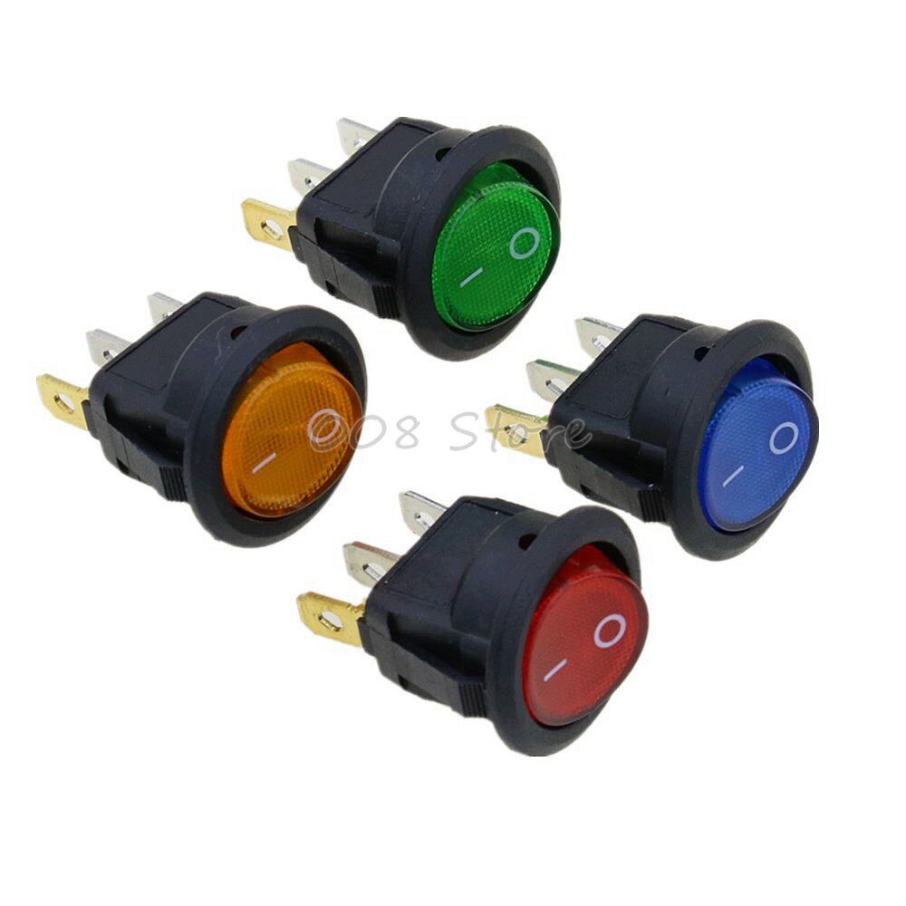 Optional Colors ON/OFF LED 12V 16A DOT ROUND ROCKER SPST TOGGLE SWITCH CAR BOAT LIGHT