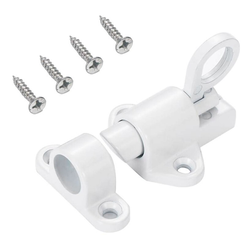 Aluminum Alloy Security Automatic Window Gate Lock Spring Bounce Door Bolt Latch, White