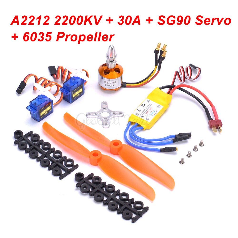 A2212 2212 1000KV / 1400KV / 2200KV Brushless Motor + 30A / 40A ESC with T plug SG90 9G Micro Servo for RC Fixed Wing Plane: A2212-2200KV 30A set